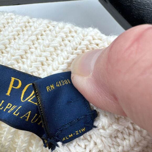 Polo Ralph Lauren Cream Chunky Knit Womens Pullover Boxy Sweater‎ Size M EUC - Picture 3 of 8